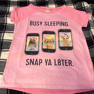 Pink pj shirt with cute cat design